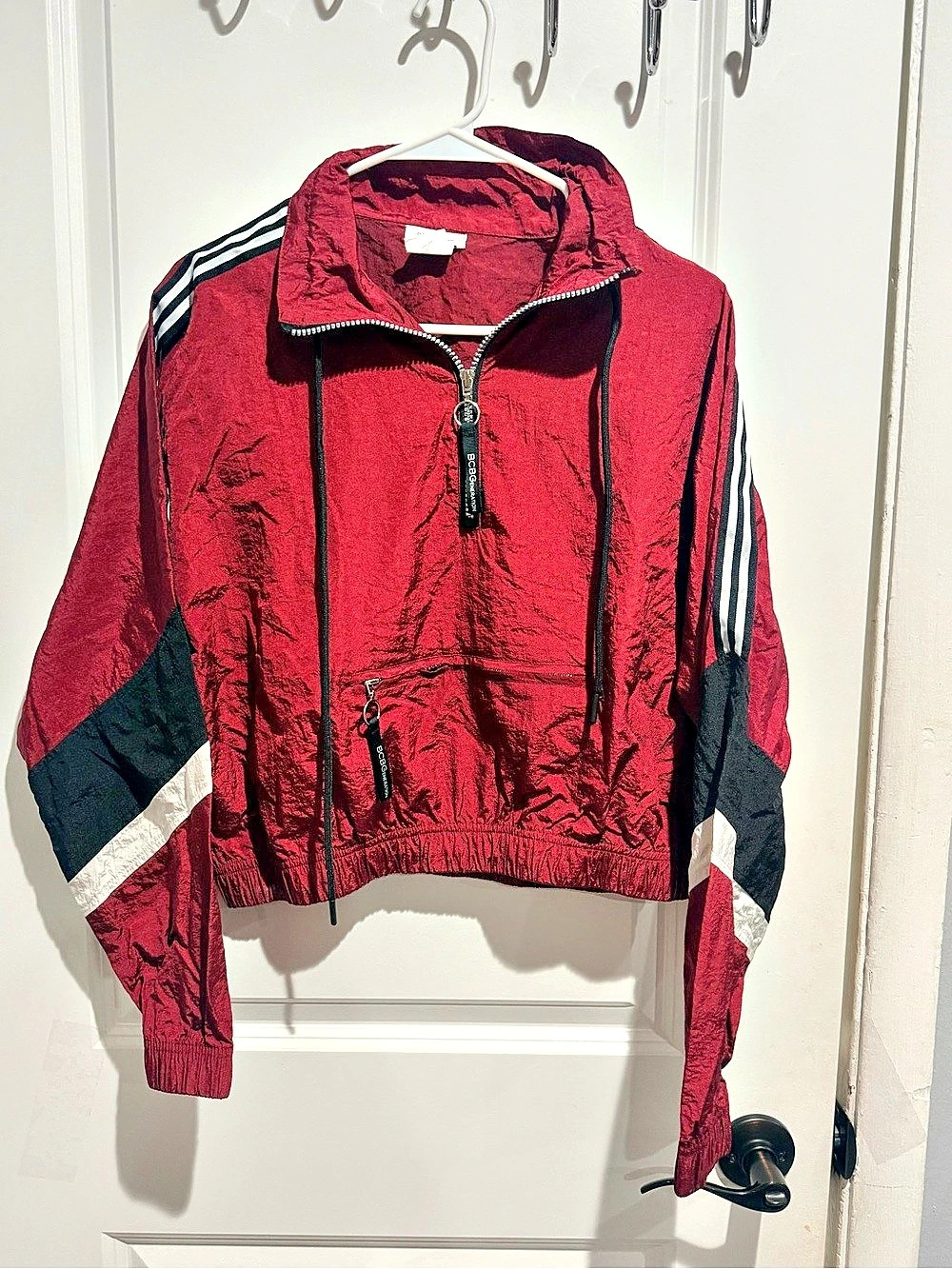 NWT NWT BCBGeneration Cropped Burgundy Track Jacket Windbreaker // Blockette